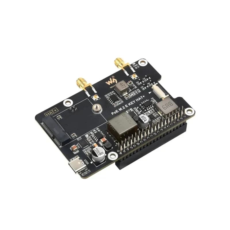 Adattatore PCIe a.2 E con funzione PoE per Raspberry Pi 5, compatibile con schede di rete wireless NGFF (.2 E)