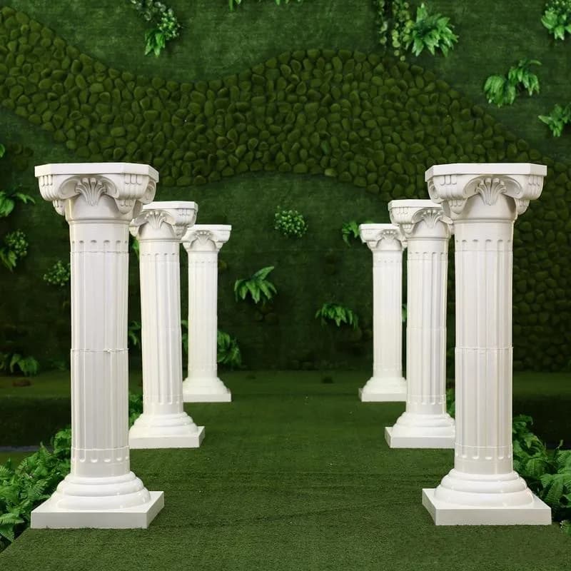 65cm 113cm White Plastic Roman Column Wedding Decoration LED Light Flower Stand Party Photography Background Props