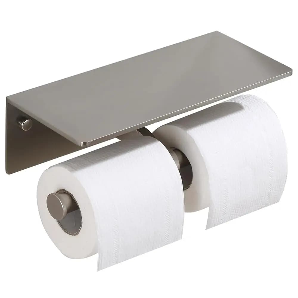 Portarotolo per Carta Igienica - Portarotolo Doppio con Mensola Porta Telefono per Bagno - Portarotolo con Vano Porta Salviette