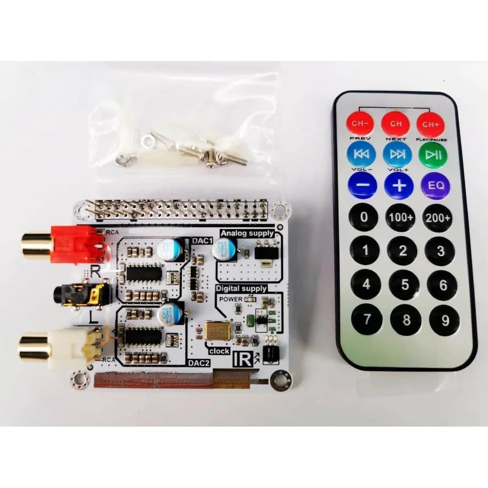 ES9023 dual audio module for RASPBERRY Pi 4B with I2S transmission support, DLNA streaming and IR remote control operation
