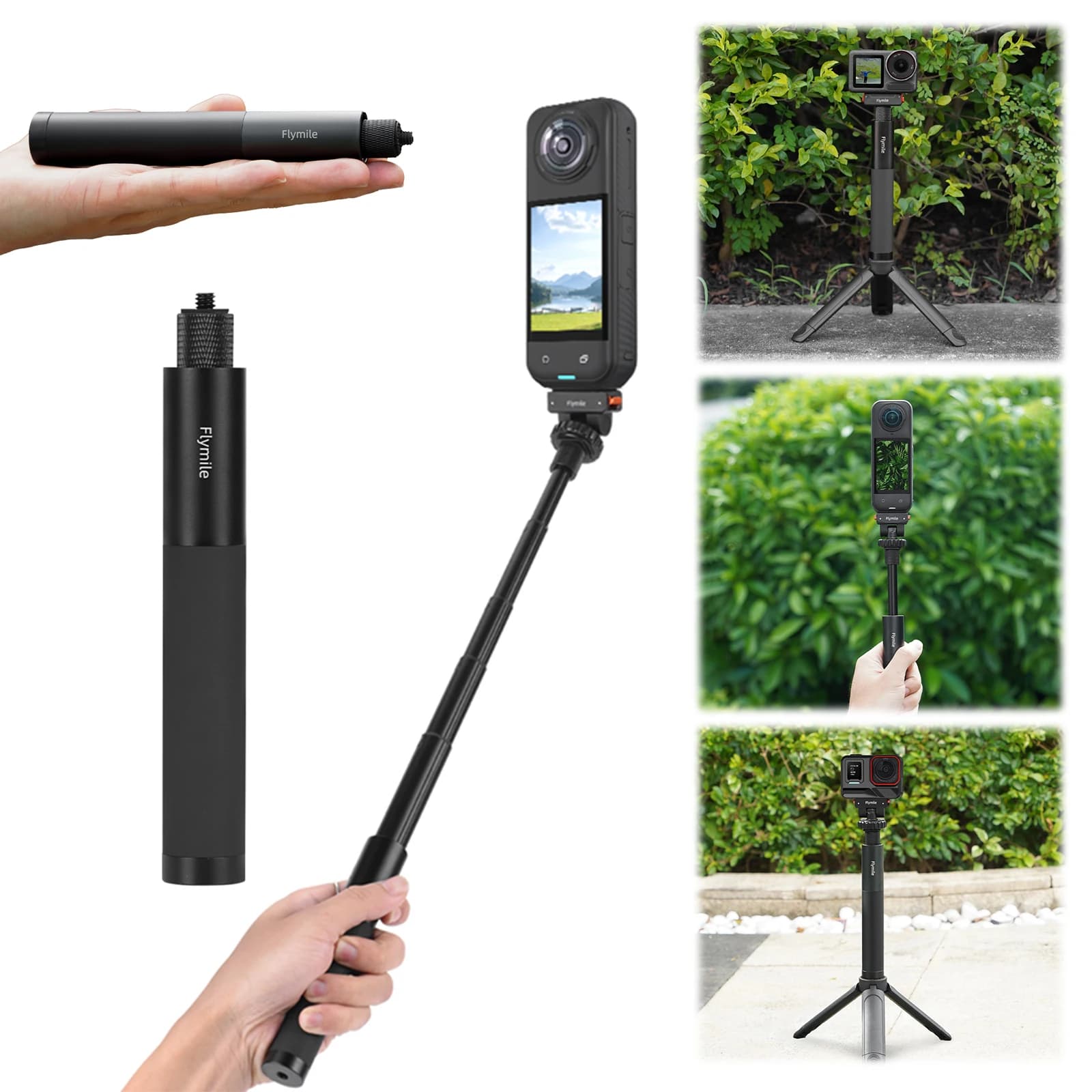 Asta per Selfie in Lega di Alluminio con Impugnatura per Fotocamere Action Go Ultra/X5/Pocket 3