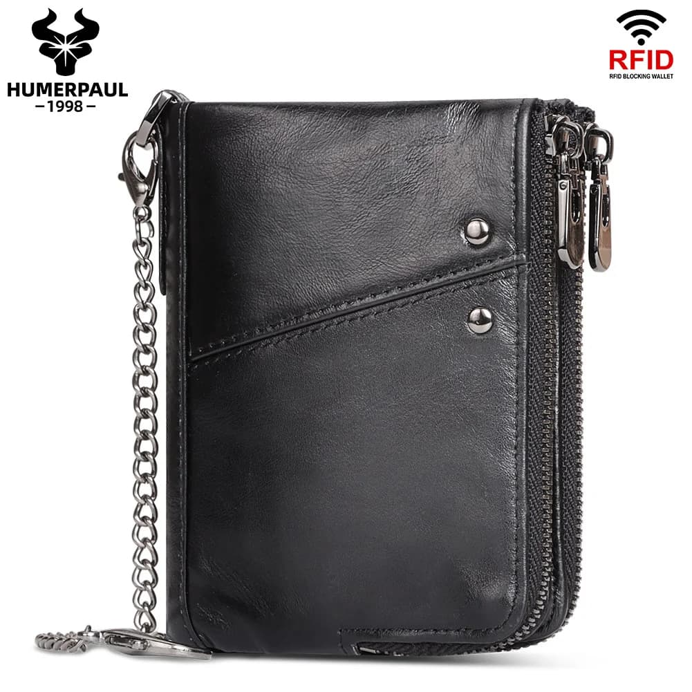 Fashion first layer cowhide wallet, large capacity, multi-function anti-theft swipe credit card bag