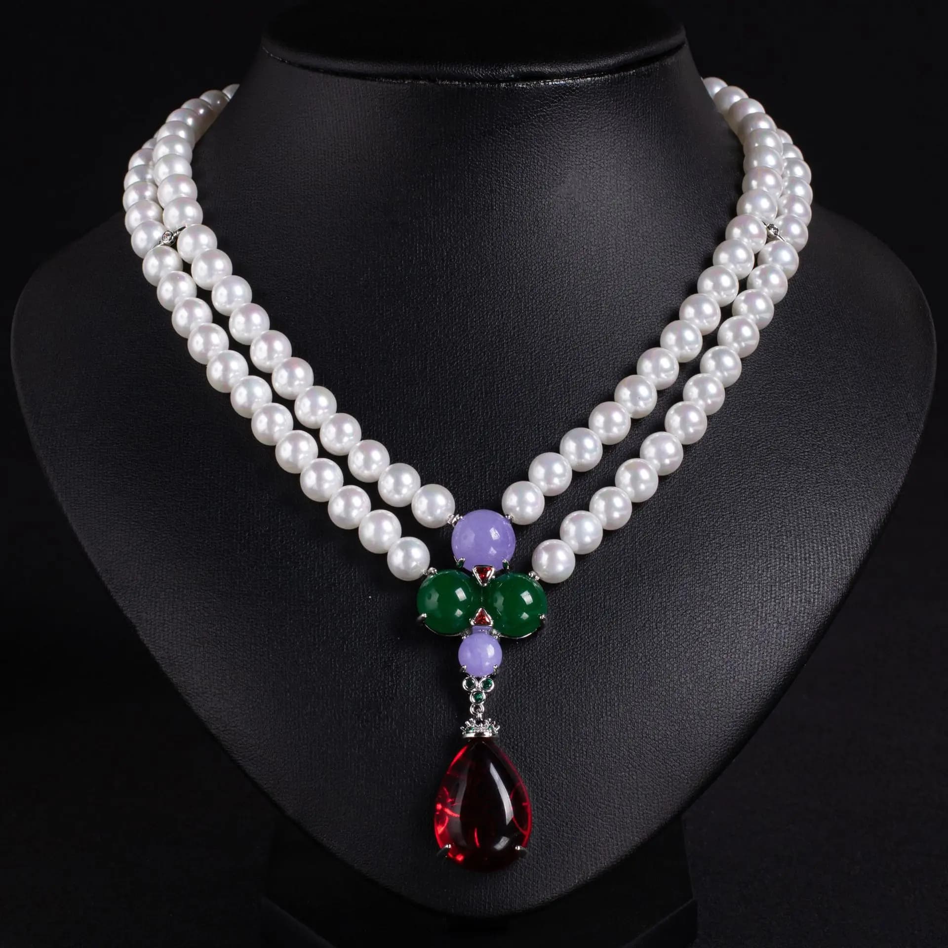 New popular pearl noble drop pendant multi-colour necklace carnelian holiday gift wedding prom party bride dubai women M-647