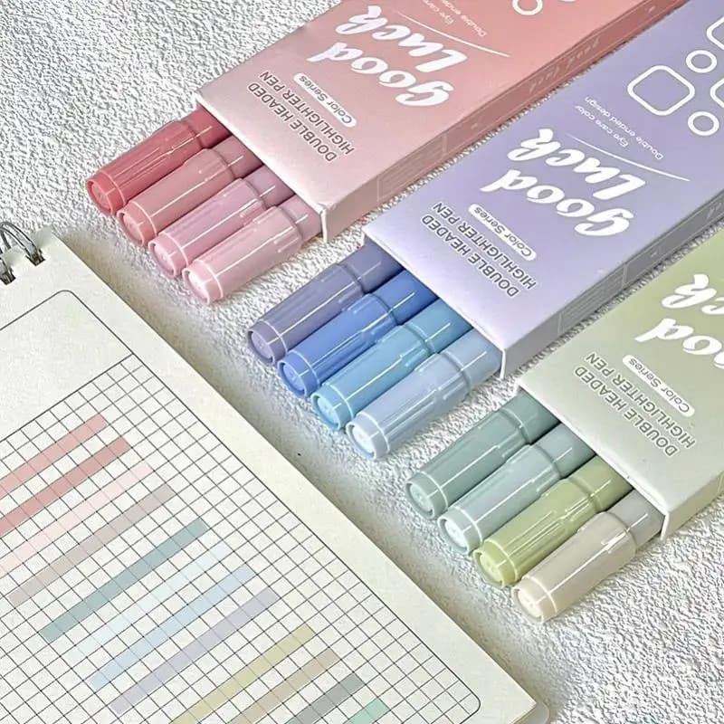 4 pezzi evidenziatore pennarello a doppia testa pennarelli per studenti di colore sfumato di alto valore evidenziatori carini fornitura di cancelleria