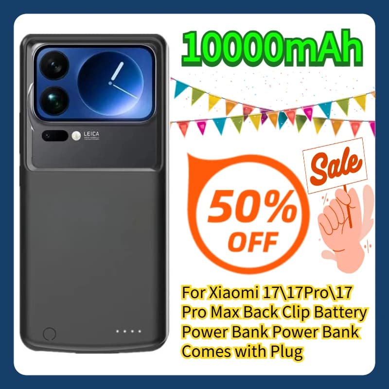 Power Bank con Clip Posteriore da 10000mAh per Xiaomi 17/17Pro/17 Pro Max con Spina Integrata