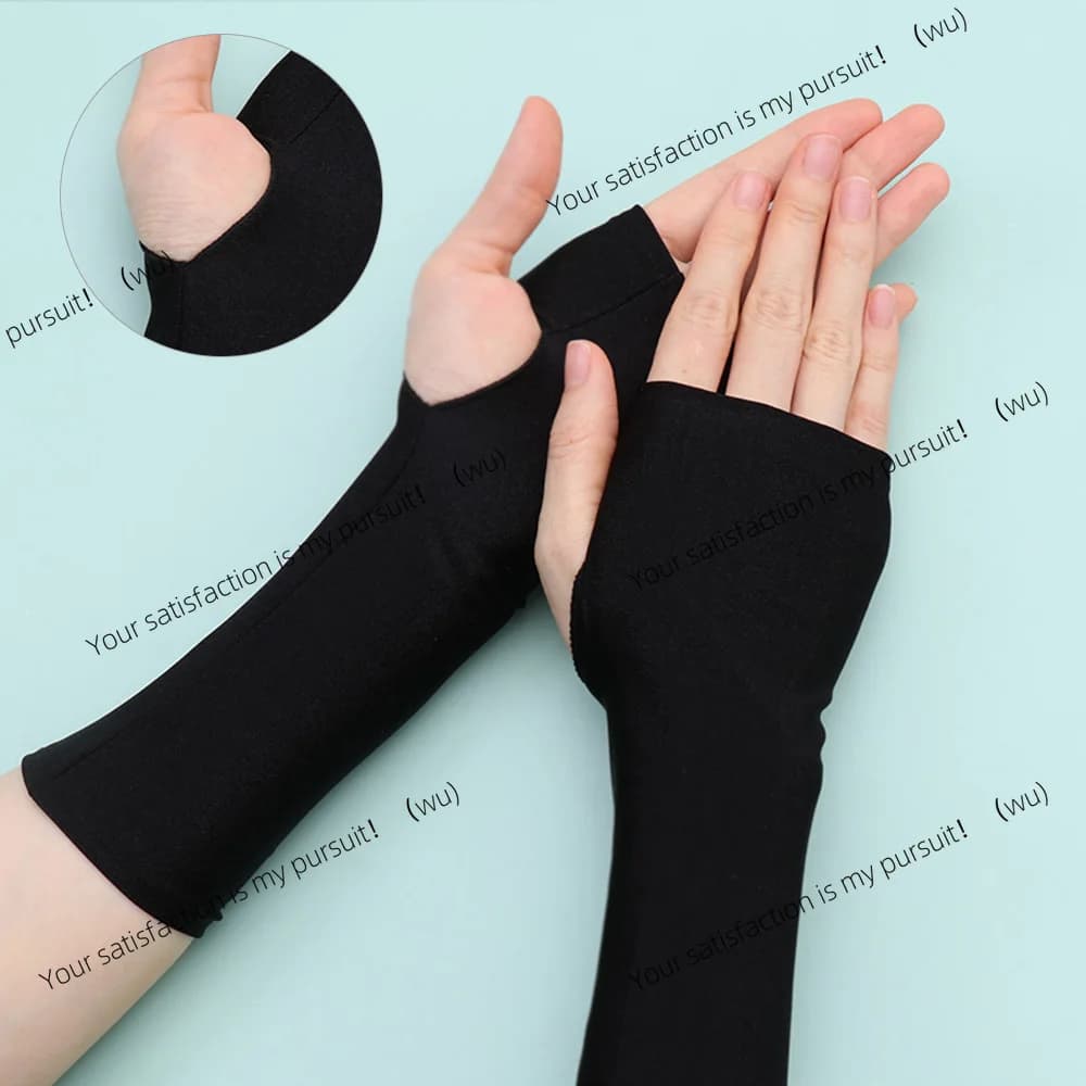 Protezione solare Guanti lunghi senza dita Braccio da donna Guanti solidi estivi freschi Maniche mezze dita Accessorio per la guida del motociclo