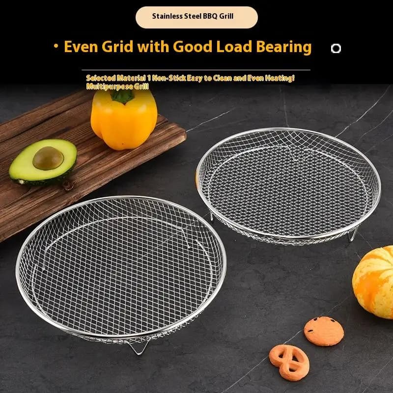 Universal Circular Kitchen Grill with Feet Stainless Steel Air Fryer Oven Grid Multifunction Steam Roasting Network