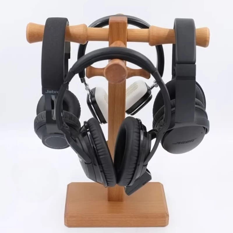 Supporto per cuffie in legno di faggio Supporto per quattro cuffie personalizzato fatto a mano Legno massello Doppio espositore Airpods Max Supporto in legno massello