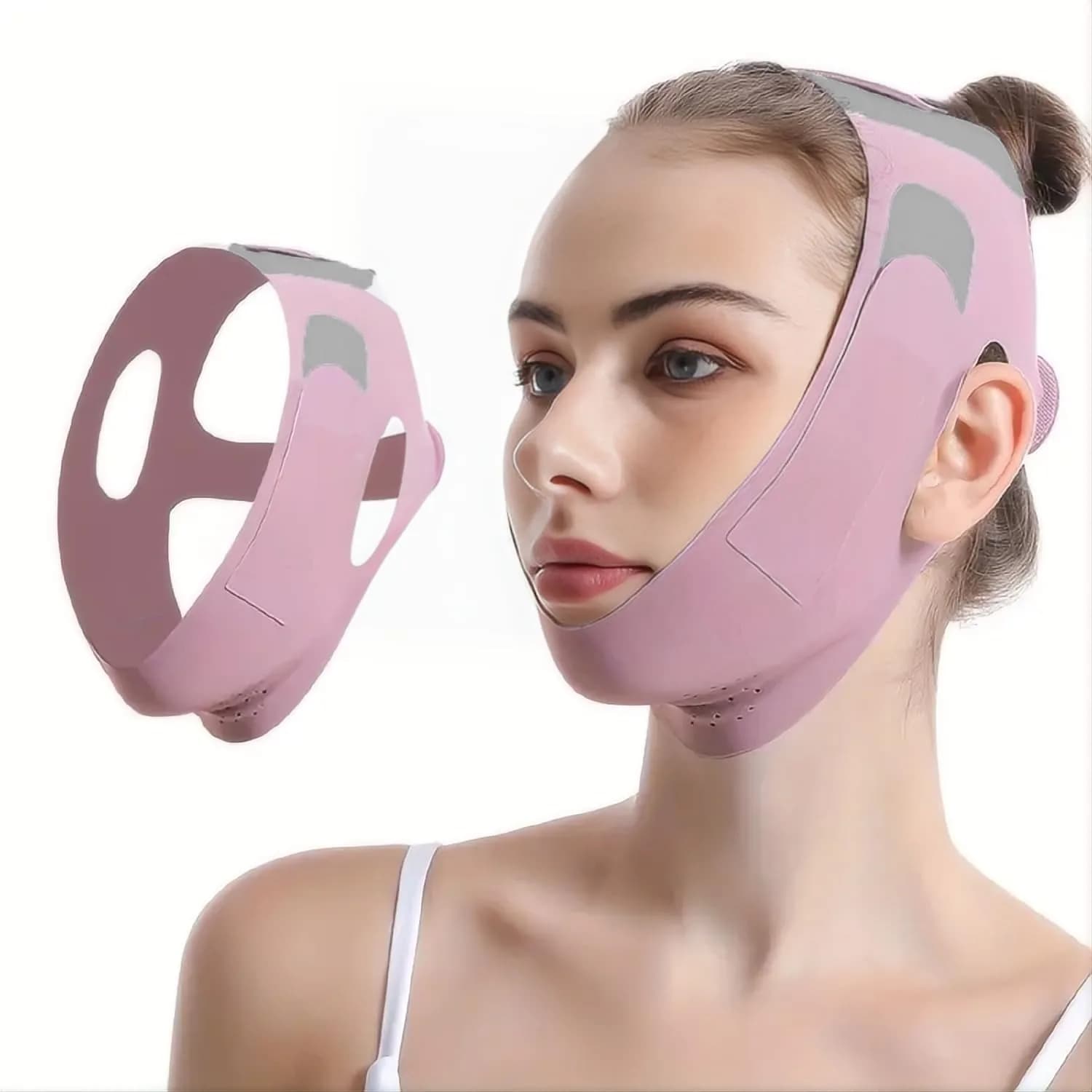 Slender face mask, breathable mesh design, face lift strap with V line and modeling belt for face with V line - Chin and cheek lifting strap