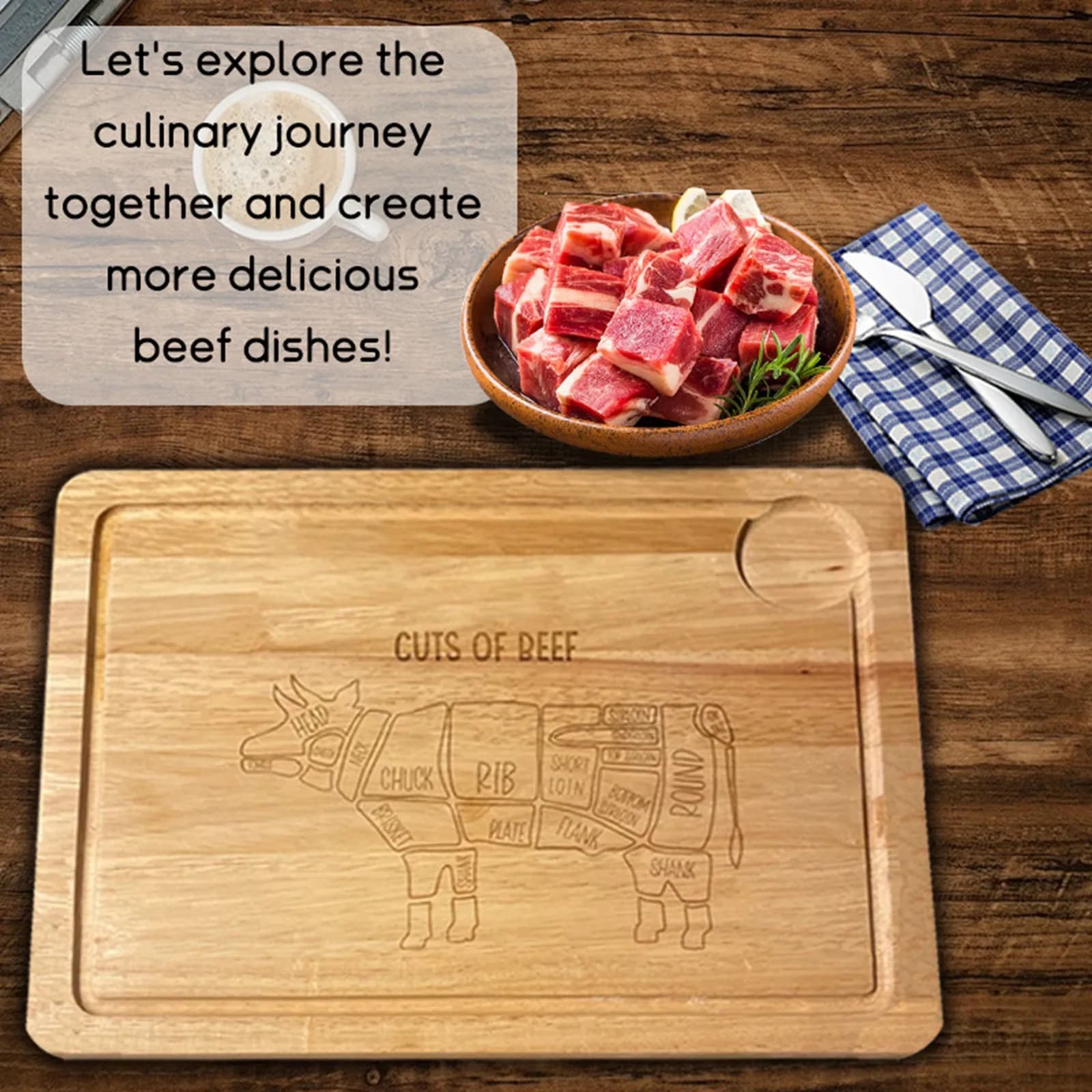 Meat cutter Cutting board for comparison for beef cutting parts Wood meat cutter Comfortable and precise cutting