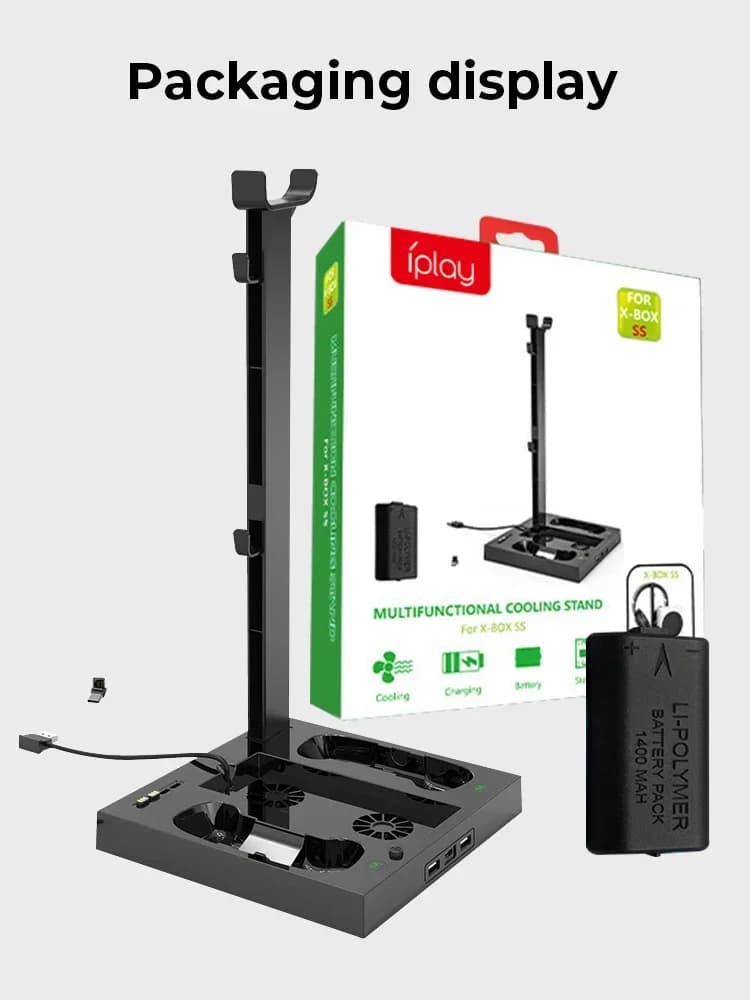 Supporto dock di ricarica 3 in 1 per Xbox Series S con pacco batteria doppio controller e base di raffreddamento - Accessori per console