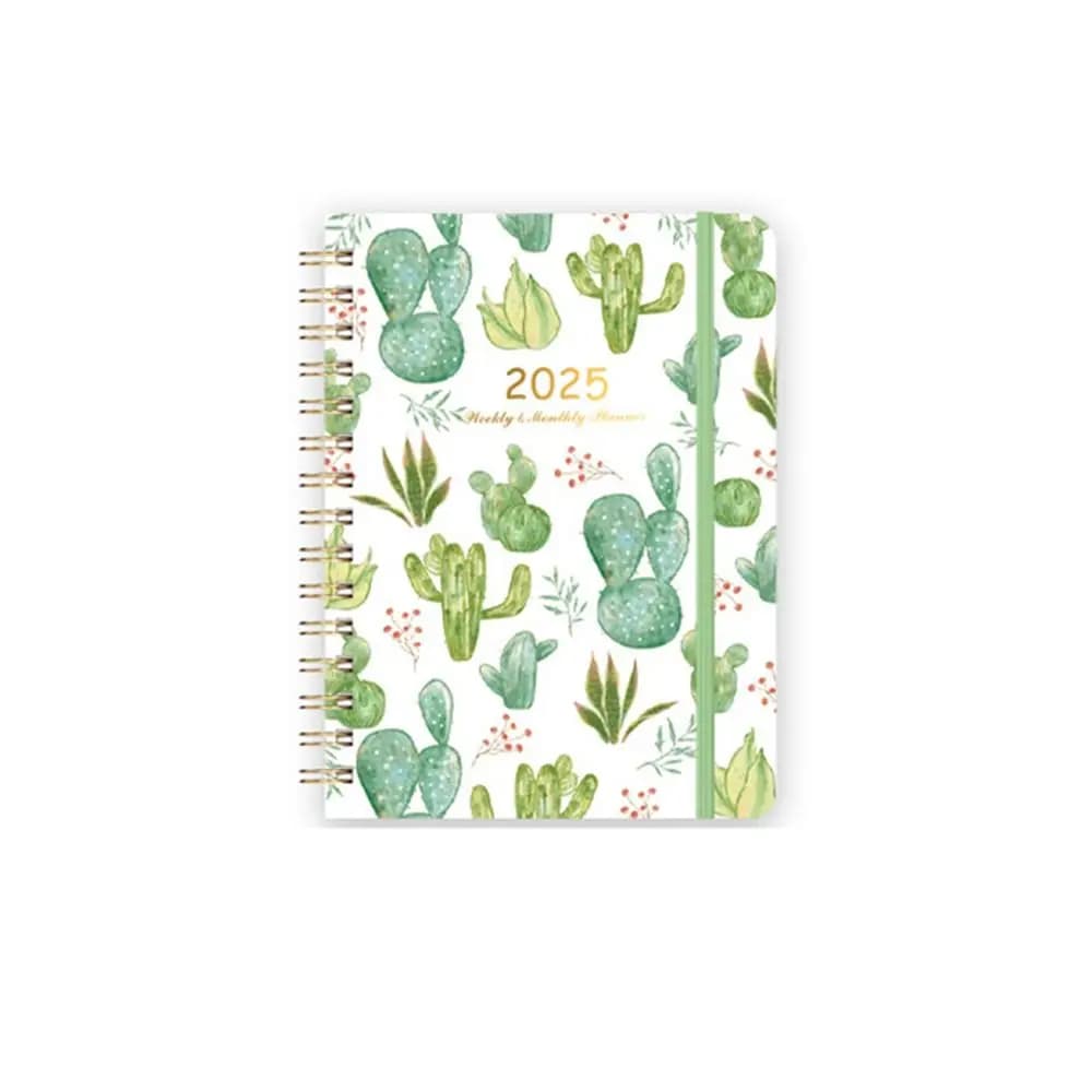 Agenda Mensile 2025 in Inglese, Pianificatore Settimanale con Fogli Staccabili, Diario con Spirale e Fiori, Quaderno Pratico con Lista delle Cose da Fare, Planner A5