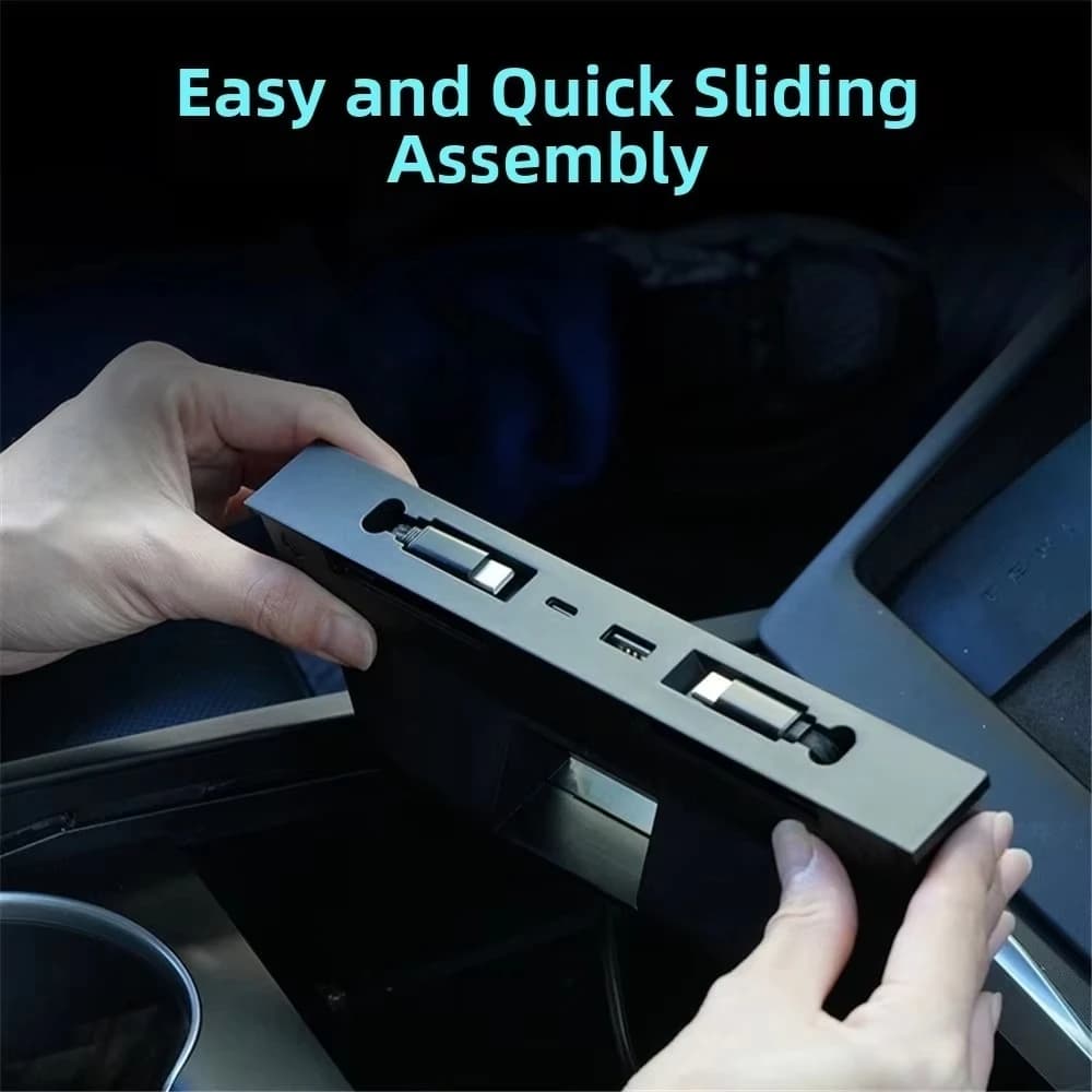 for Tesla Model Y Juniper/ Model Y LR / Model 3 Highland Car Hidden Center Console USB HUB Type-C Fast Charging Charge Hub