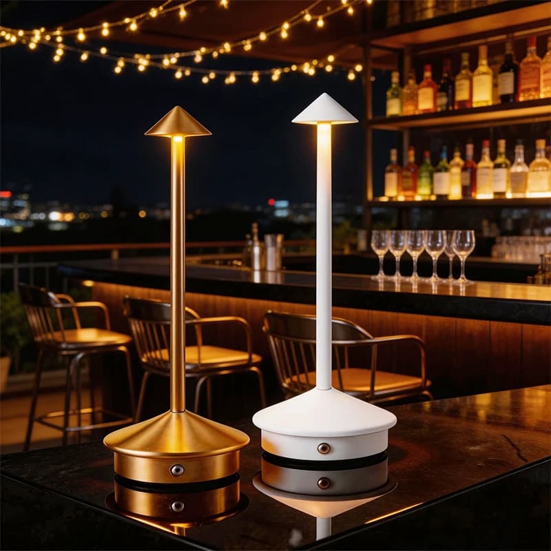 LED Table Lamp Rechargeable with Cone Head, Touch Sensor, 3 CCT, Dimming Continue for Restaurants, Hotel, Bedrooms, Bar, Decorative Home Lighting