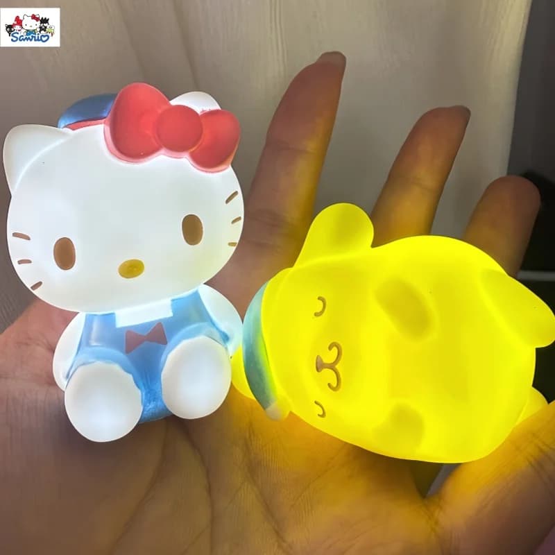 Sanrio Gashapon Mini Night Light Sleeping Desktop Figurine Decor Hello Kitty My Melody Kuromi Pompompurin Holiday Gift