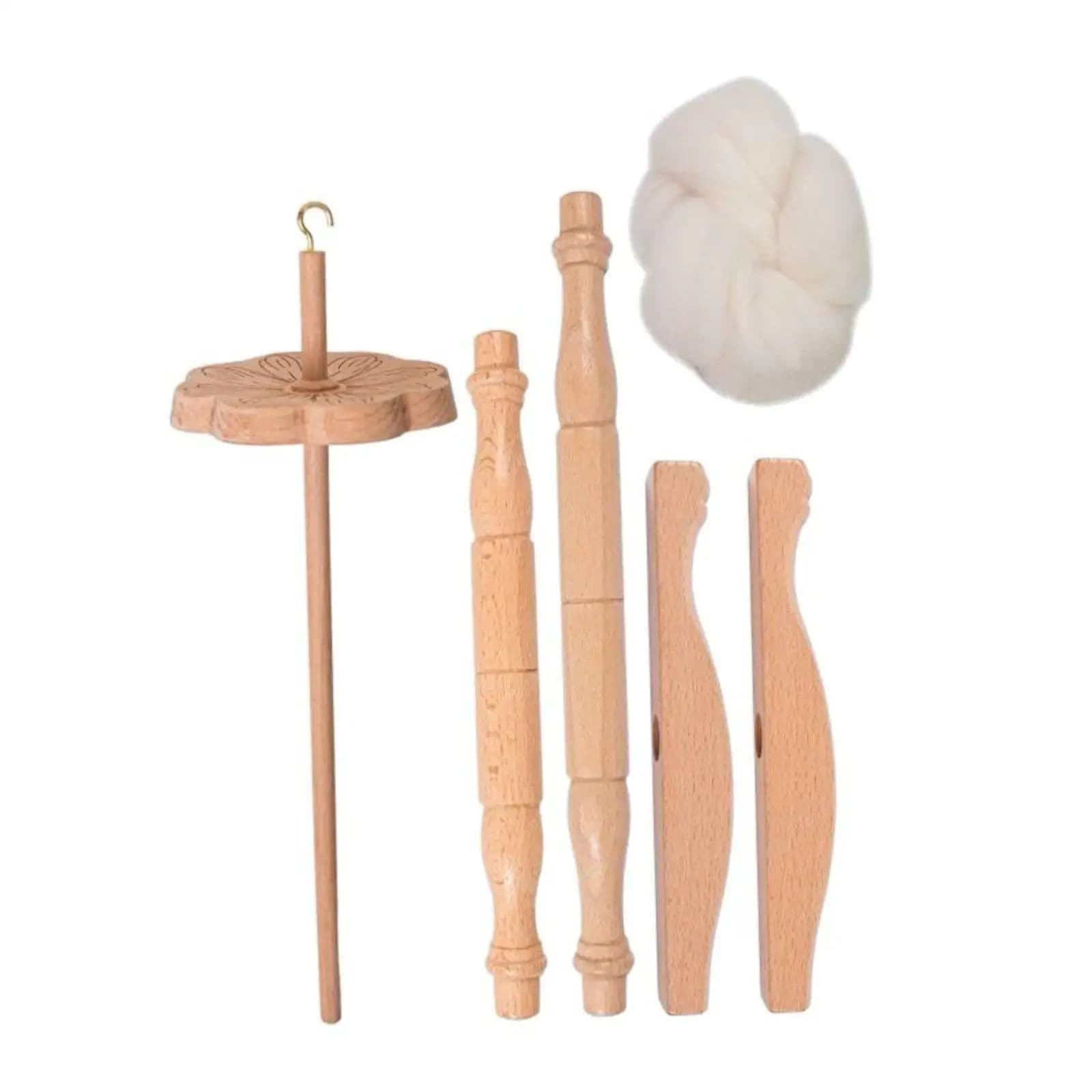 Wooden Niddy Drop Spindle Whorl Portable Yarn Tool 50G Wool Roving for Skein Beginners Knitting Knitters