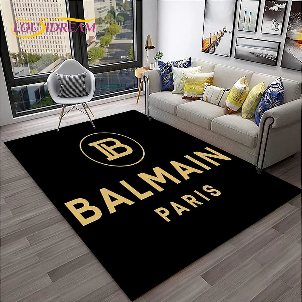 Tappeto di Design con Logo B-Balmain Stampato in 3D per Soggiorno, Camera da Letto, Divano, Ingresso, Tappetino Decorativo, Tappeto per Bambini Antiscivolo