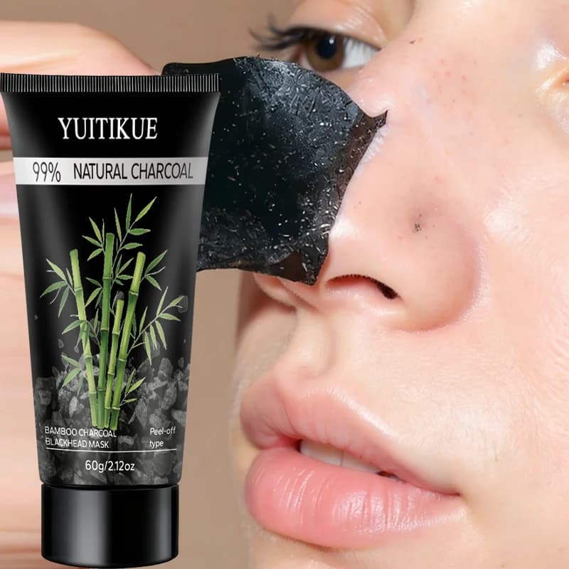 YUITIKUE Bamboo Charcoal Peel Off Mask, 60g Natural Blackhead Remover for Deep Cleansing