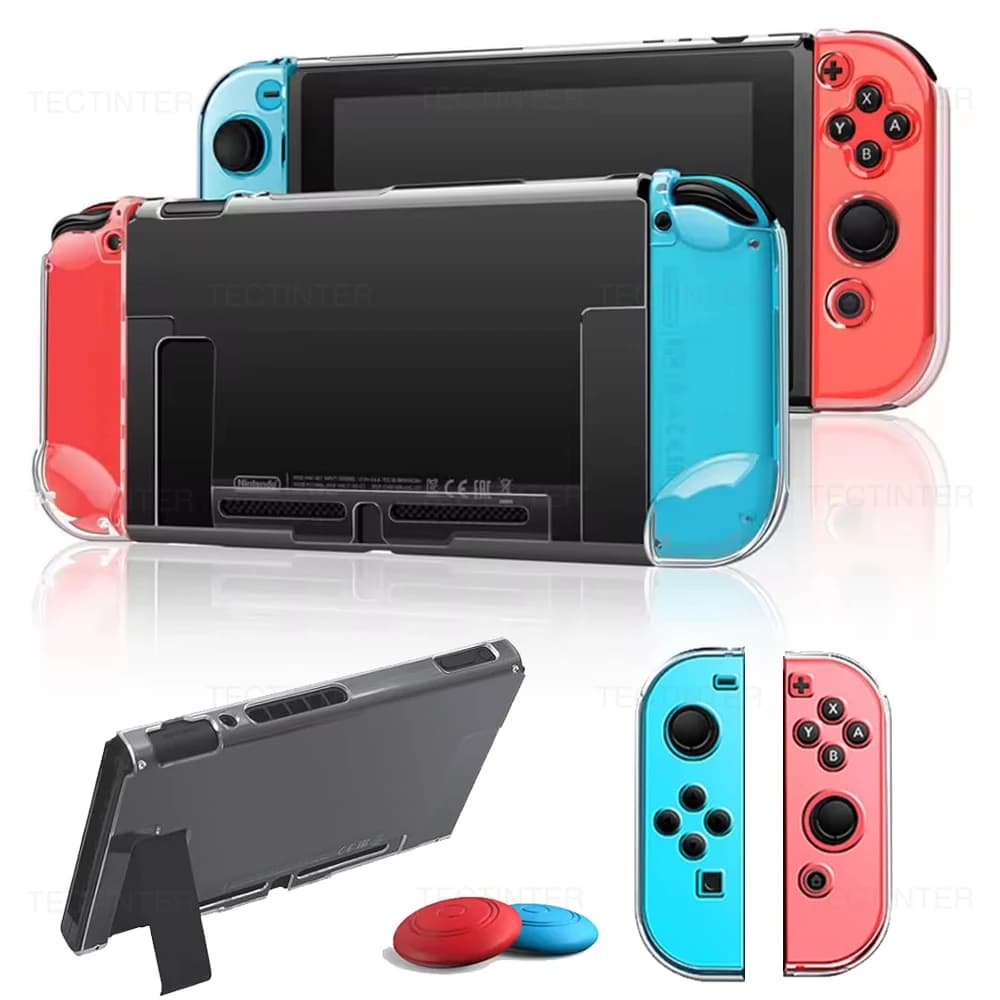 Custodia protettiva 3 in 1 per console Nintendo Switch Custodia protettiva trasparente in TPU trasparente divisa per accessori Switch