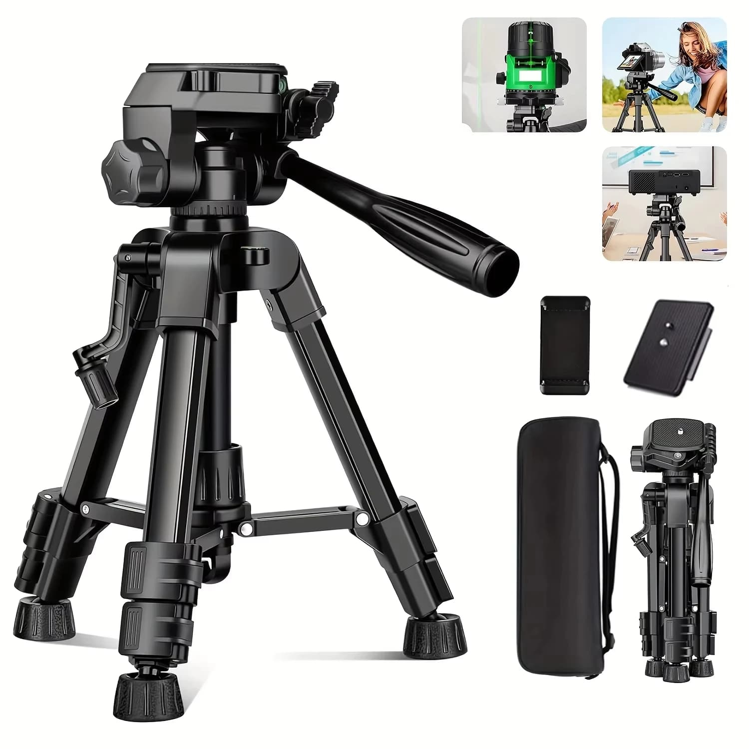 Mini Treppiede per Fotocamera, Treppiede da Tavolo in Alluminio da 25 Pollici, Treppiede Portatile da Viaggio, per Fotocamere, Proiettori, Cannocchiali