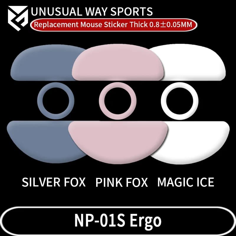 InsolitoWaySports Mouse Pattini Piedi Vaxee NP-01S Ergo Superficie curvata PTFE Anti collasso Magic Ice Pink Black Silver Fox