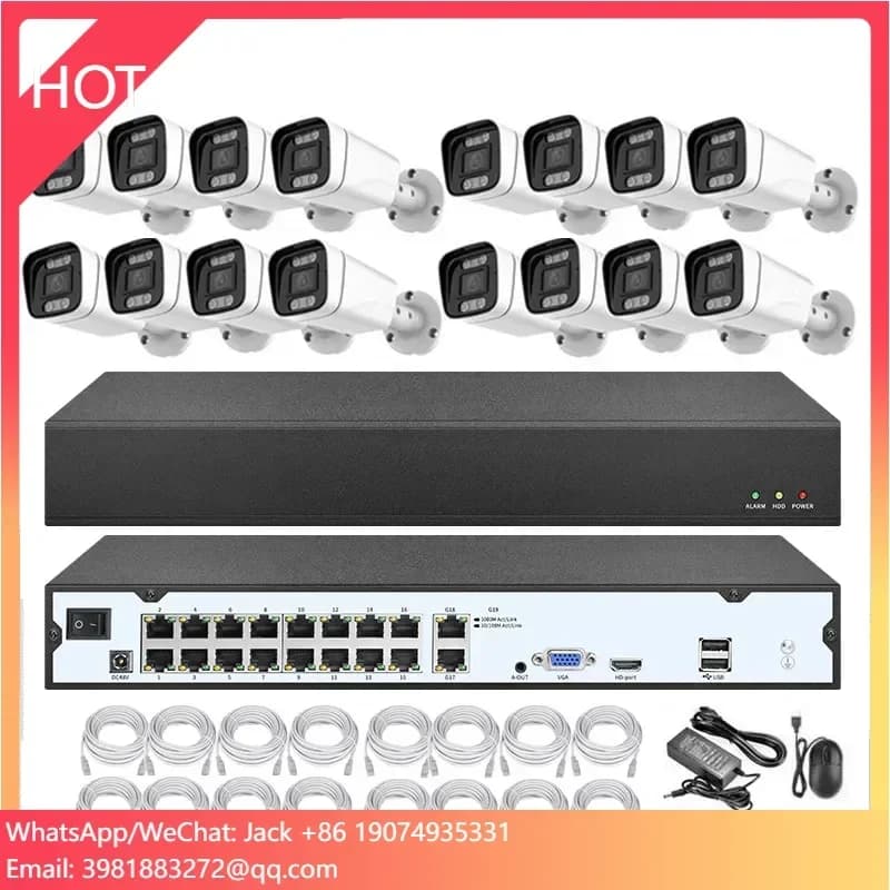 16 channels with POE 5MP HD wall mounted surveillance camera for home security CCTV camera IP smart bullet POE waterproof