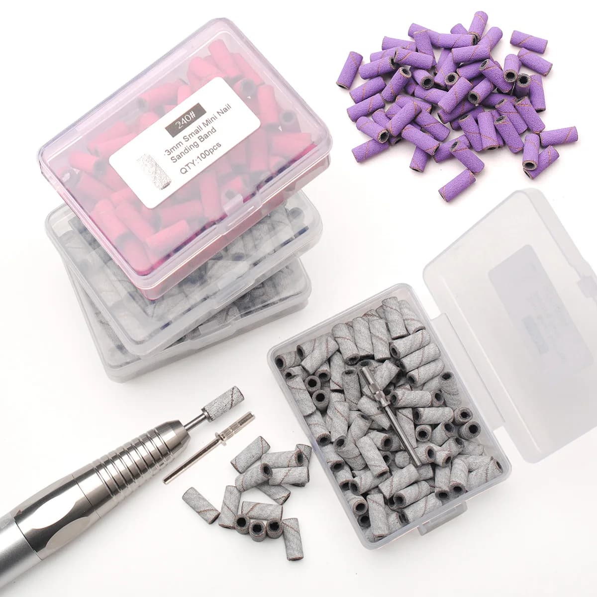 100 pcs 3.1mm Mini Face Abrasive Kit Nail Drill Tips Set of Spindles Electric Manicure Accessories Tool for Removing Dead Leather