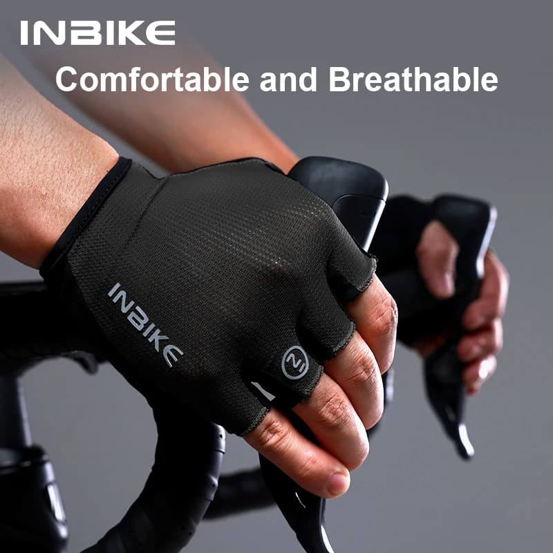 INBIKE Bike Half Finger Cycling Gloves Non-Slip Shockproof Summer Breathable Mountain Road Bicycle Gloves Men Cycling Equipment