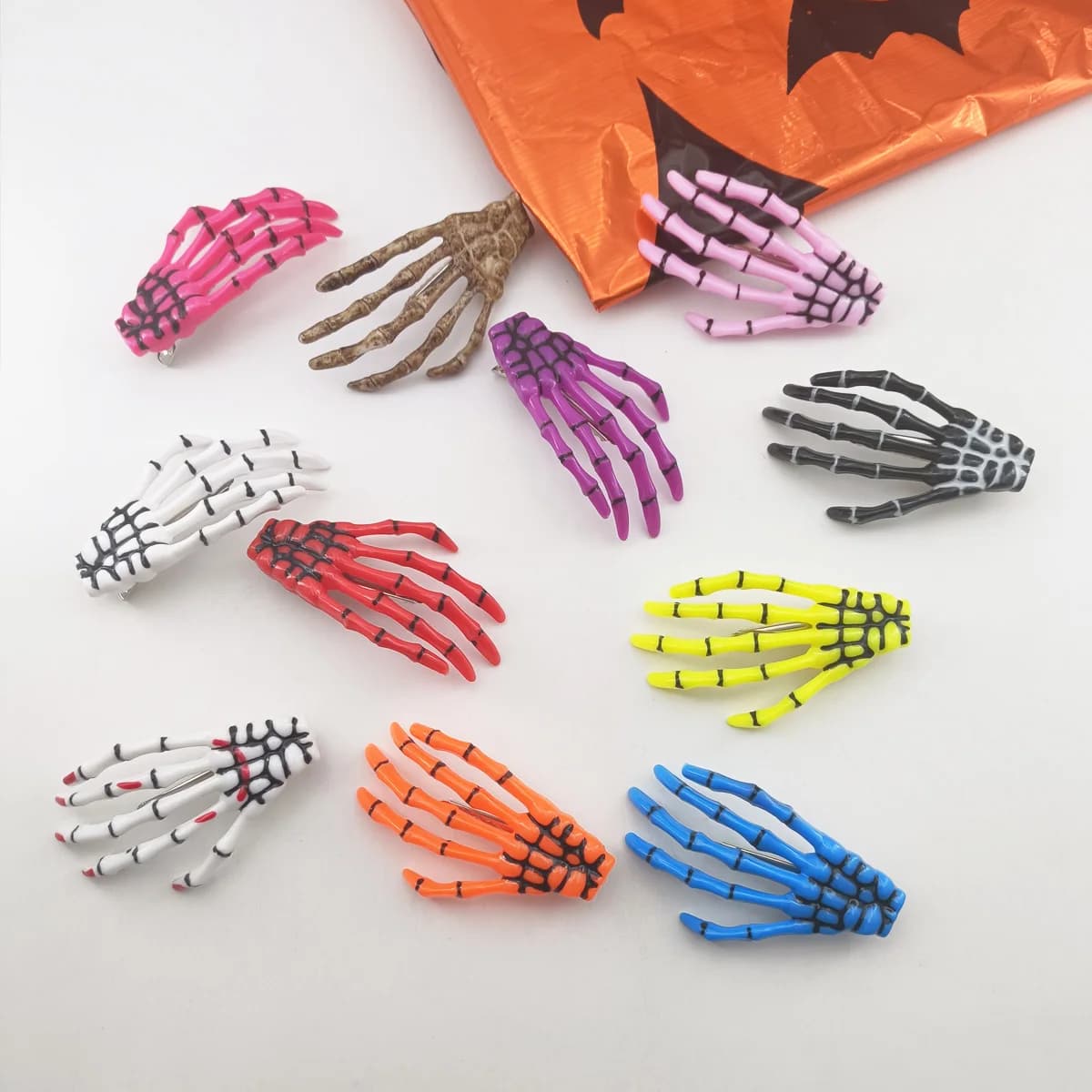 2 PZ/SET 8 cm Stile Punk Mani di Scheletro Fermagli Per Capelli Creativo Teschio Mano Bang pin Halloween Cosplay Accessori Del Partito per Le Donne