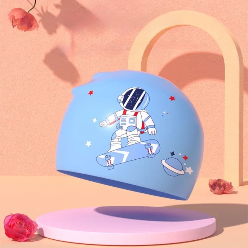 Kids Swimming Headphones Children Swimming Headphones with Astronaut Print Cartoon Ear Protection Comfortable Silicone Swimming Headset Pool Accessories