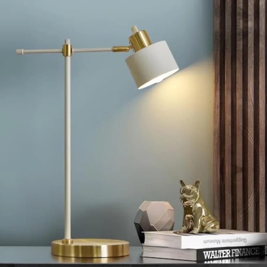 Lampada da scrivania moderna da 22,2 pollici, lampada da tavolo in metallo con lampadina LED, lampade da lettura regolabili per soggiorno, lampada da lavoro in stile Mid-Century per la casa