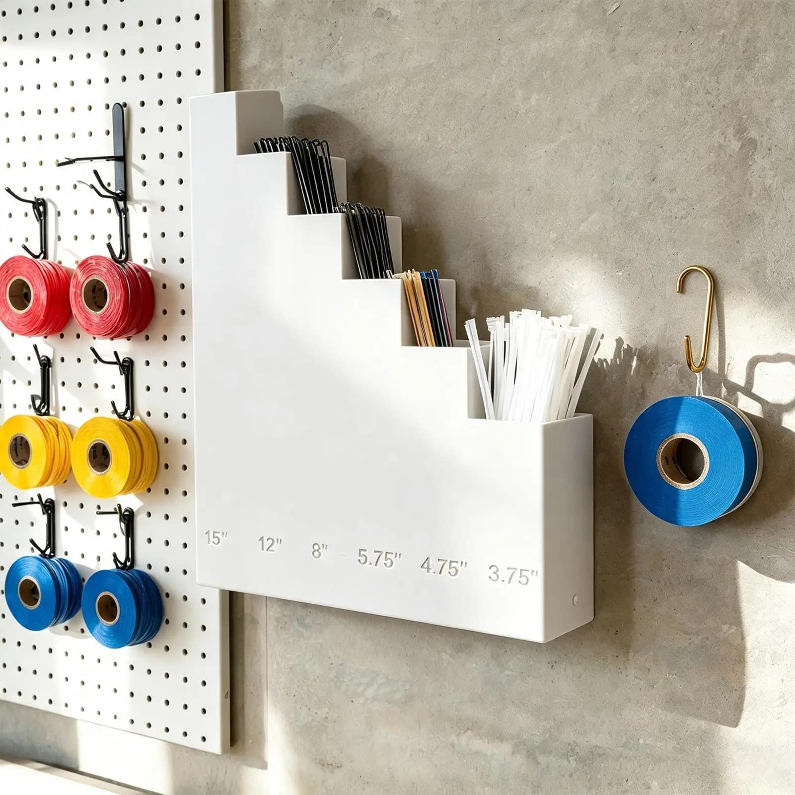 Heavy Duty 3D Printed Wall Mount 6-hole Zip Tie Organizer Multi-Size Cable Tie Storage Dispenser for Garage Workshop