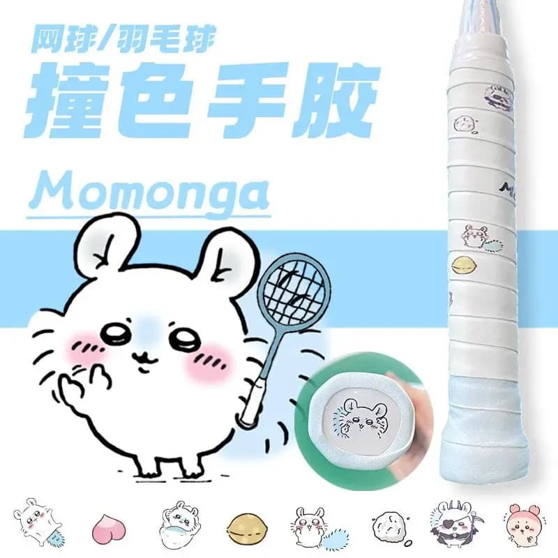 Chiikawa Momonga Badminton Racket Grip Tape Cute Cartoon Print Sweat Absorbent Tennis Handle Wrap Tape Kawaii Sports Accessory