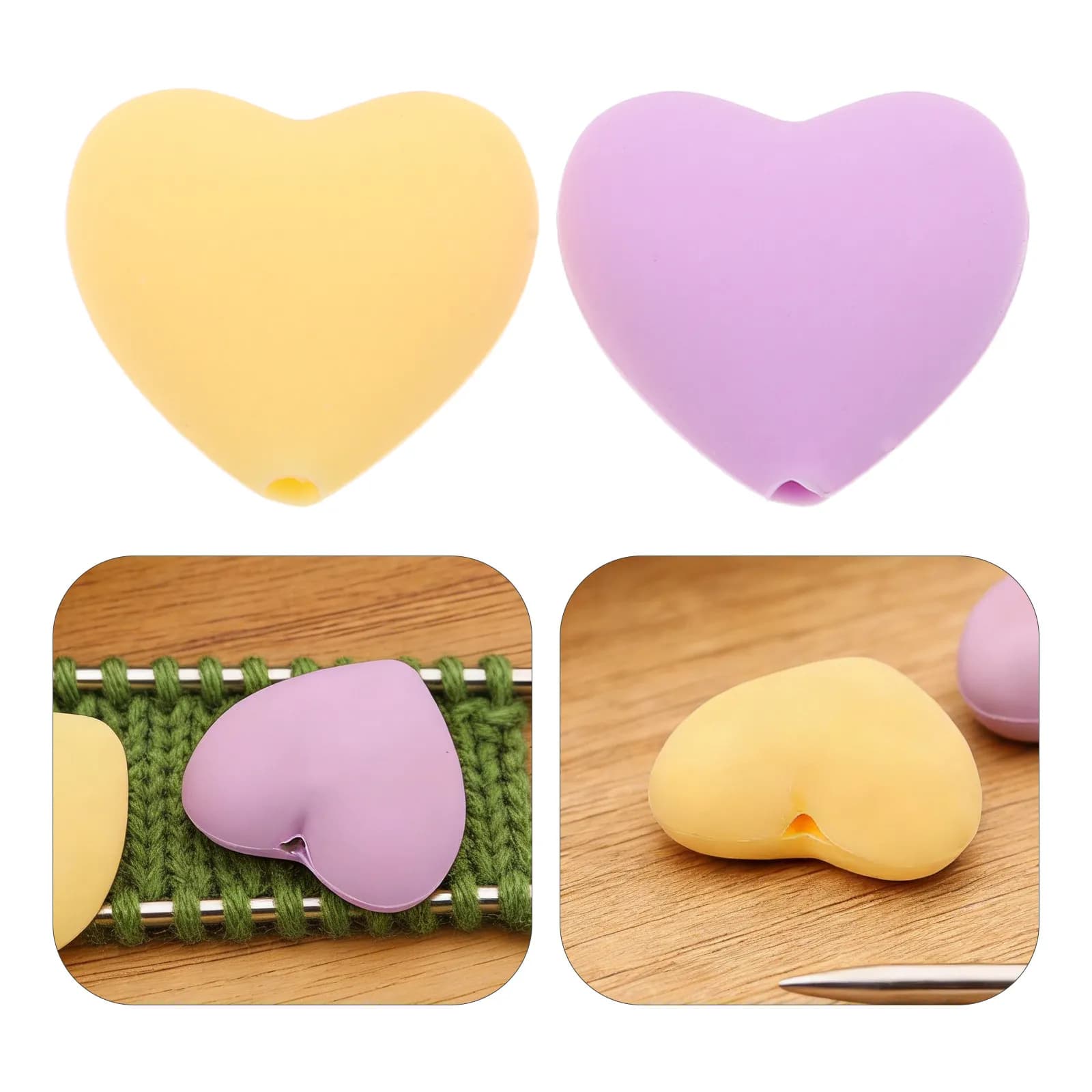 12 Pezzi Fermacucito in Silicone a Forma di Cuore, Tappi Piccoli per Ferma Punto per Maglioni, Sciarpe, Lavori Fai da Te, Quilting e Cucito