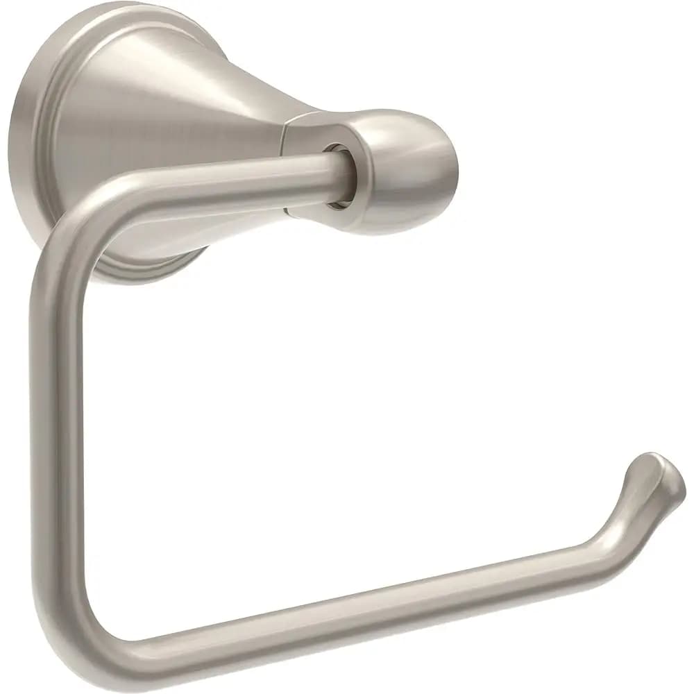 Portarotolo per carta igienica Delta Faucet Becker (confezione da 1), SpotShield in nichel spazzolato, design con gancio Euro per montaggio a parete