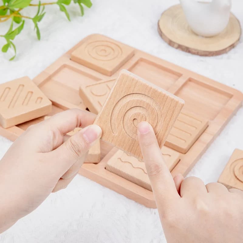 Materiali Montessori giocattoli sensoriali Touch Feeling Pad Board giochi di apprendimento educativi giocattolo per lo sviluppo precoce del bambino in legno massello
