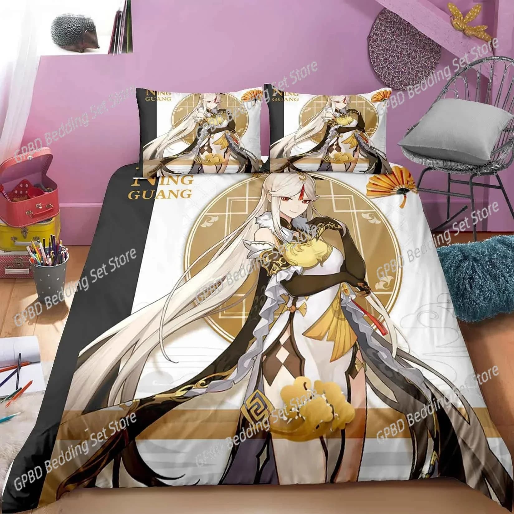 Nuovo set di biancheria da letto Anime Genshin Impact stampato in 3D adatto per set copripiumino camera da letto con federe tessili per la casa dei bambini