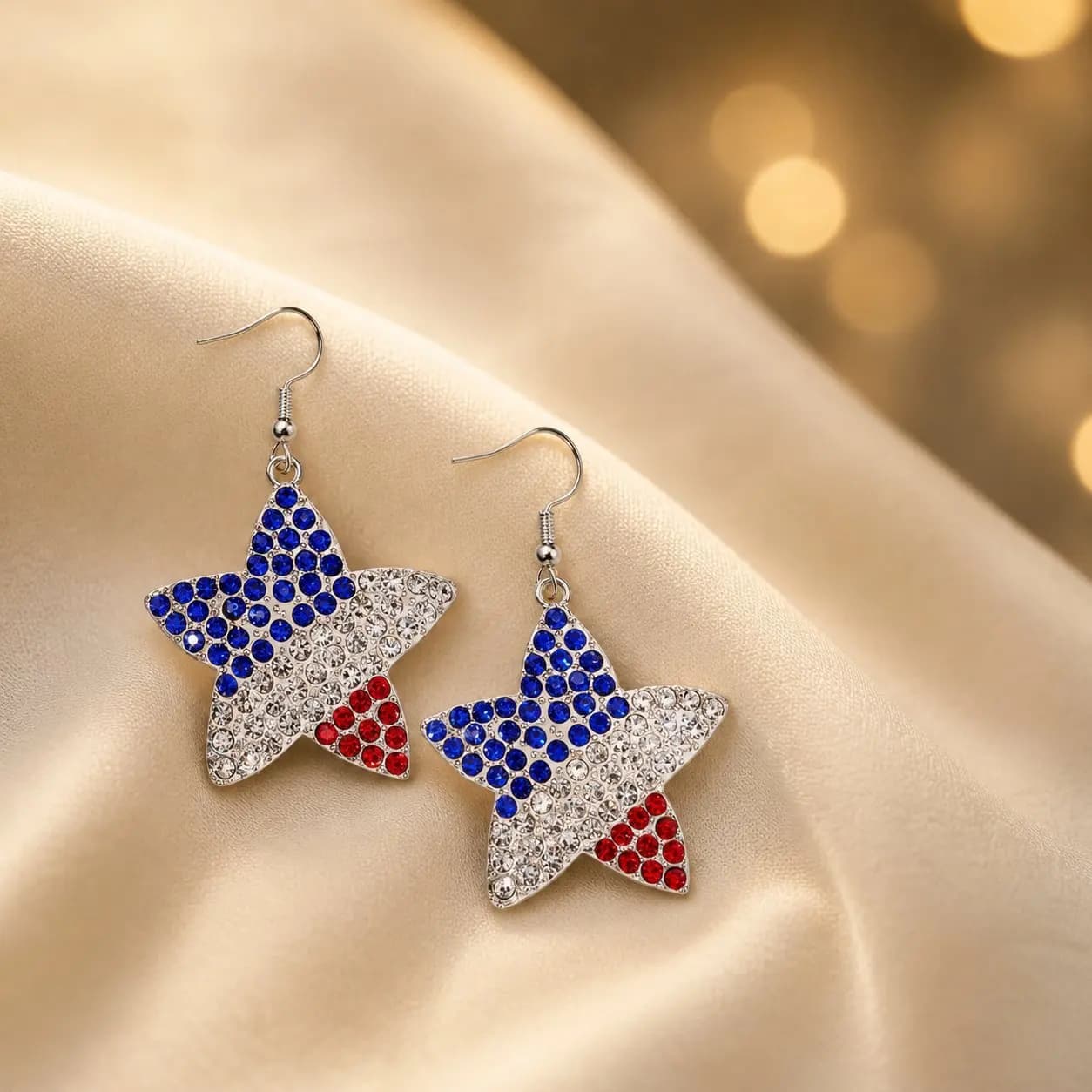 Trendy American Flag Dangle Earrings for Women Patriotic Star Heart Pendant Earrings Party Favors Jewelry Wholesale Accessories