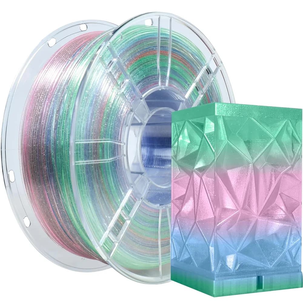 Filament Glitterato PLA+ Transparent 1.75mm 1kg 500g 250g, Filament PLA+ Rainbow Changing Color, Materials for 3D Printers PLA Translucent Smooth