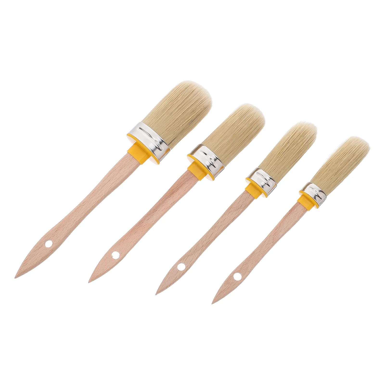 4Pcs Oval Trim Paint Brushes Short Handle Oil Based and Water Color Brush Set for Detailed Edge Painting Walls Furniture Wood