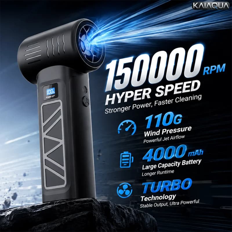 KaiAqua New S12 Turbo Jet Fan 150000RPM Wireless Air Duster Portable Blower Speed Powerful Fan For Car Cleaning Keyboard Duster
