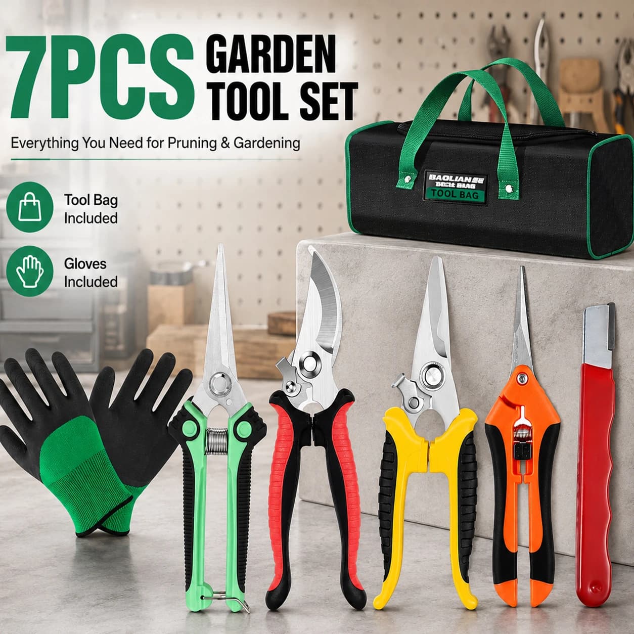 Stainless Steel Garden Pruning Scissors Labor-Saving Gardening Shears for Pruning Fruit Trees Flowers and Thick Branches