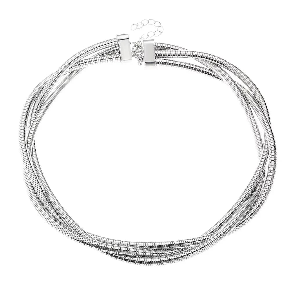 Collana Creativa a Strati, Design Flessibile Hip Hop, Collana Choker Intrecciata a Tre Linee, Collana Punk in Metallo Multistrato