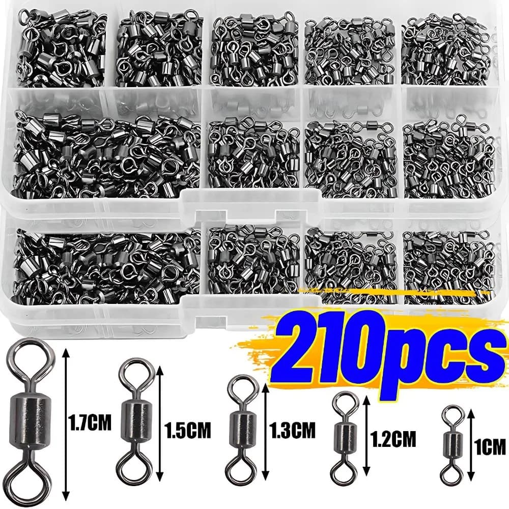 Fishing Spins Kit Ball Bearing Rolling Slide Fishing Equipment Salt water Freshwater Fishing line Carp connectors 210 pcs/box