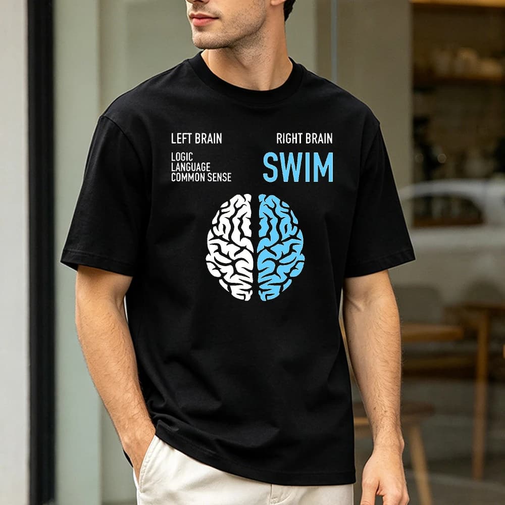 Just Keep Swimming Swim Goggles Summer Men Cotton Tshirt Vintage Swim Mask Bubbles Retro Sports Letter Graphic Short Sleeve Wear
