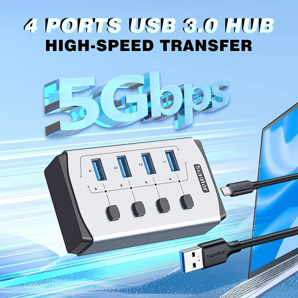 Hub USB 3.0 HUB USB a 4 porte sottile per mouse, tastiera compatibile con MacBook Pro Air Laptop PC desktop Xbox PS5 Splitter