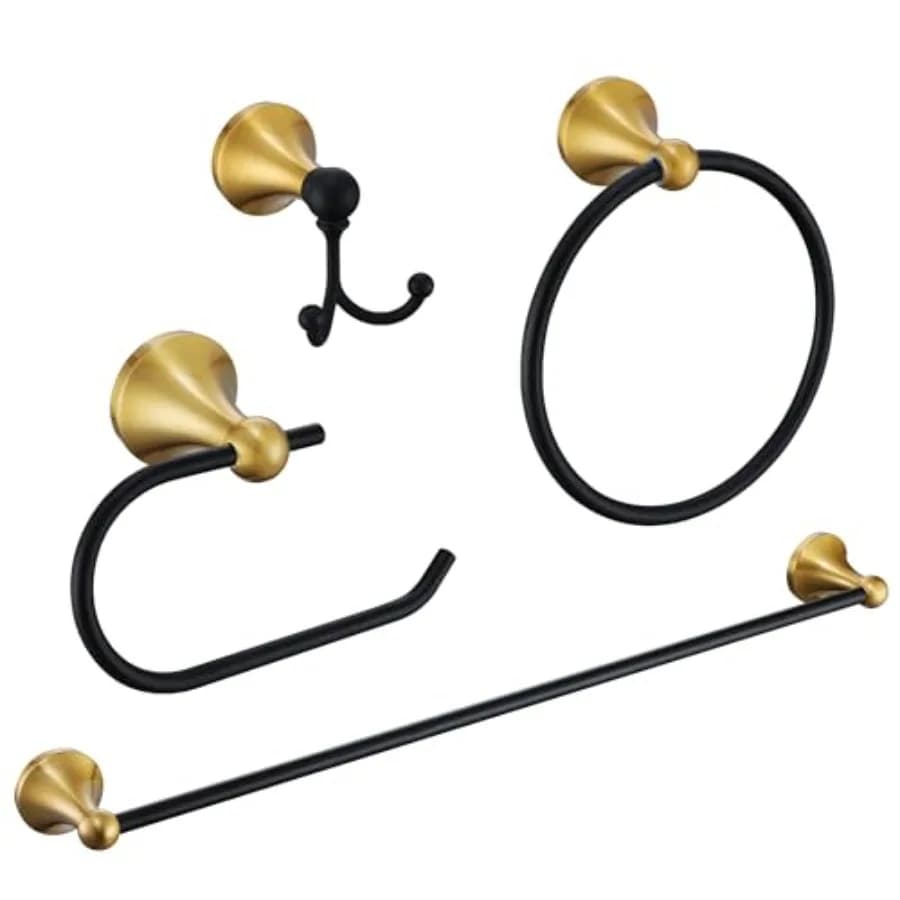 Set di Accessori per Bagno in 4 Pezzi, Kit in Acciaio Inox con Portasciugamani da 23,6 Pollici, Gancio per Asciugamani, Porta Carta Igienica e Portasciugamani a H