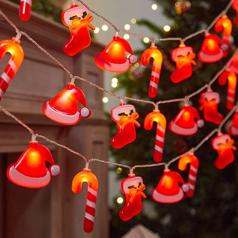 Christmas String Lights Xmas Hat Socks Indoor Battery/Usb Operated Hanging Lamp For Home Decor Christmas Festival Light 610