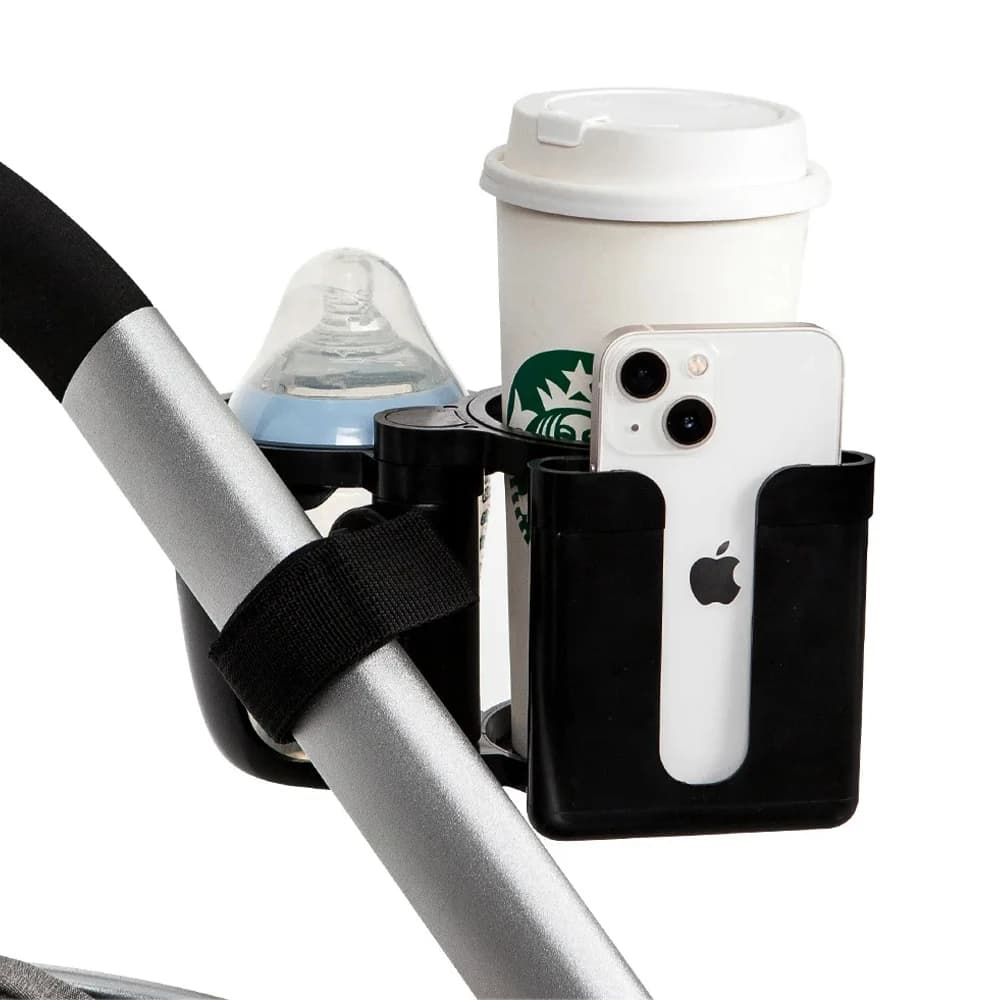 360 passeggino regolabile tazza d'acqua supporto per cellulare 2-in-1 portabicchieri per bevande biberon accessori di supporto universali