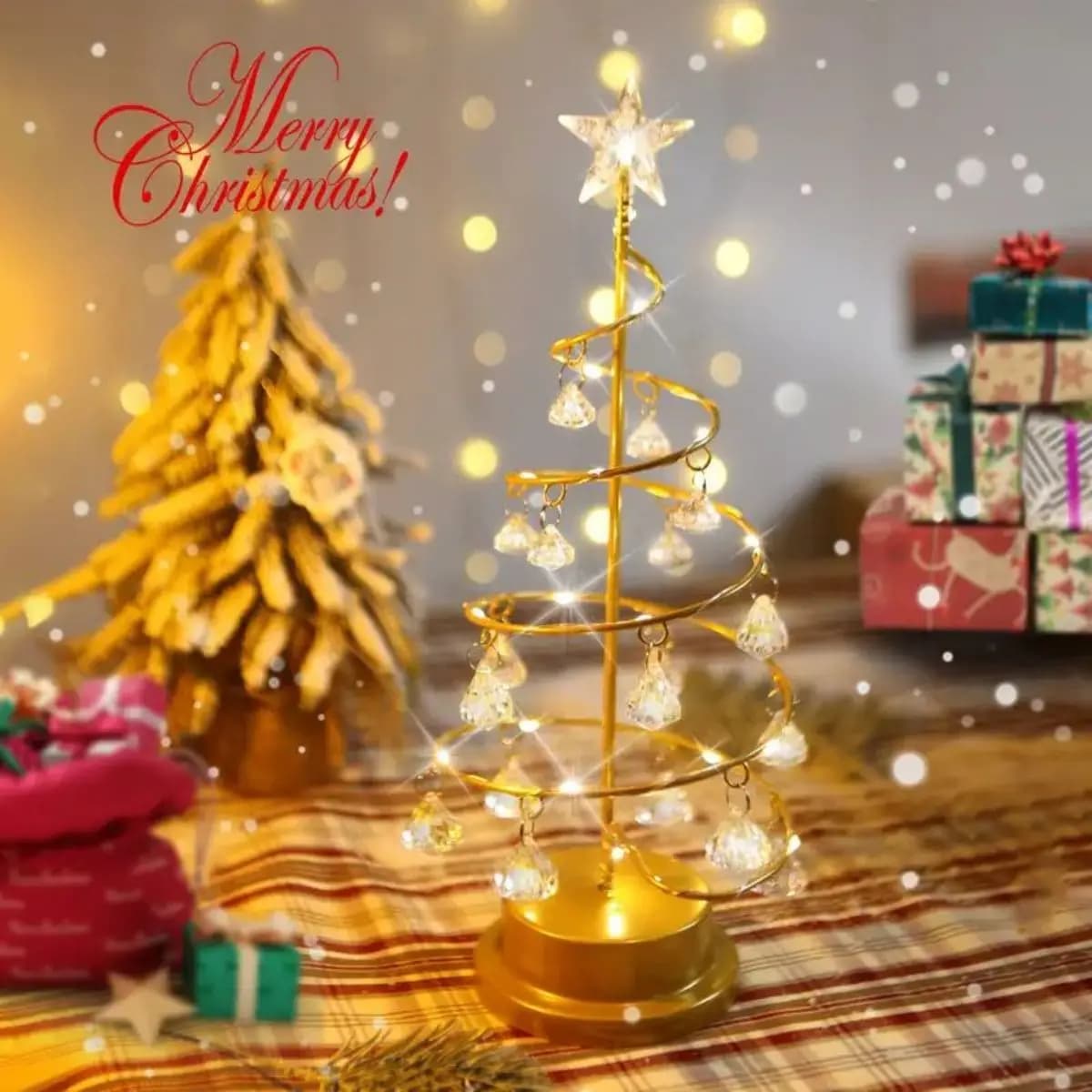 LED ironwork Nightlight Crystal Christmas tree lamp pentagramma star lamp regalo di compleanno decorazione della camera da letto piccola lampada da scrivania